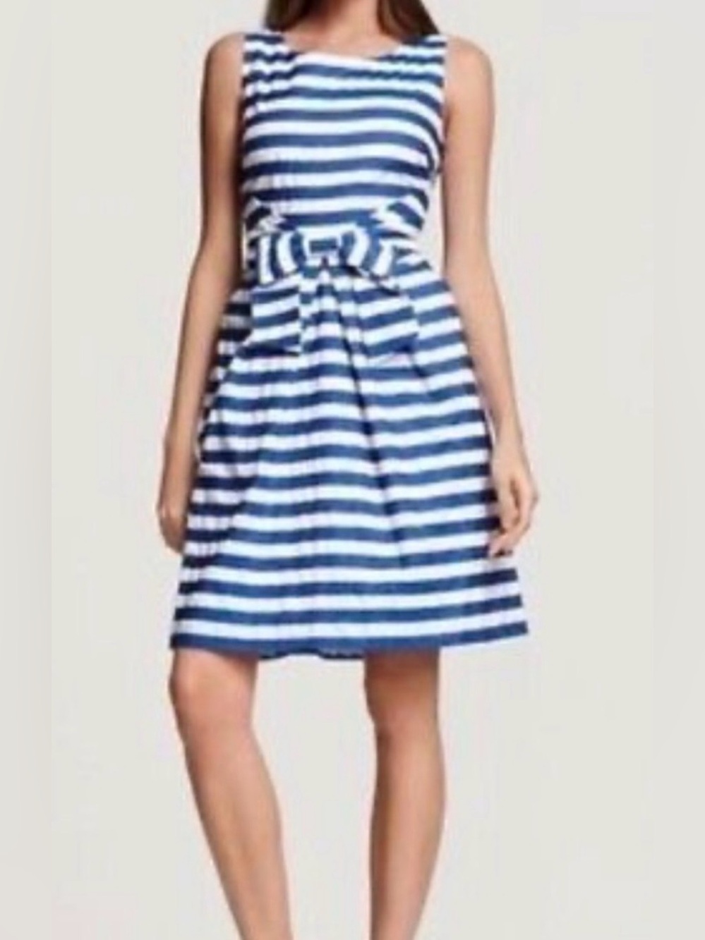 kate spade blue white striped cotton nautical Jillian Dress sz6 pockets bow READ